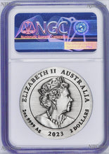 Load image into Gallery viewer, 2023 Australia Antiqued LUNAR Year of the RABBIT 2oz $2 Silver Coin NGC MS70 FR
