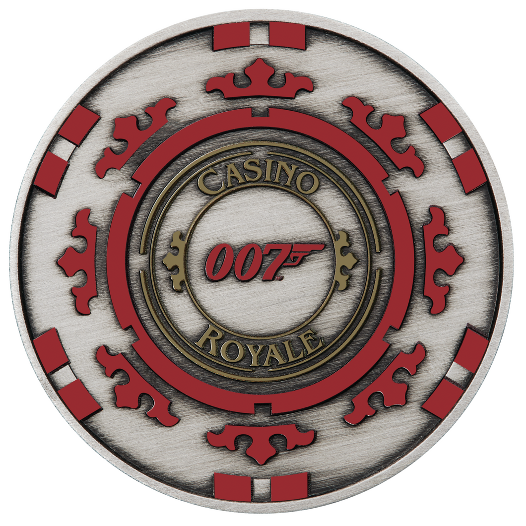 JAMES BOND 007 CASINO ROYALE CASINO CHIP 2023 1oz SILVER $1 ANTIQUED COLOR COIN