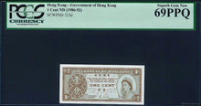Load image into Gallery viewer, Hong Kong One Cent ND(1986-92) P325d Uncirculated Grade 69 Queen Elizabeth QE II
