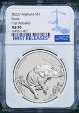 Load image into Gallery viewer, 2022 P Australia Silver Koala NGC MS 70 $1 1 oz Coin Blue FR Label PERFECT
