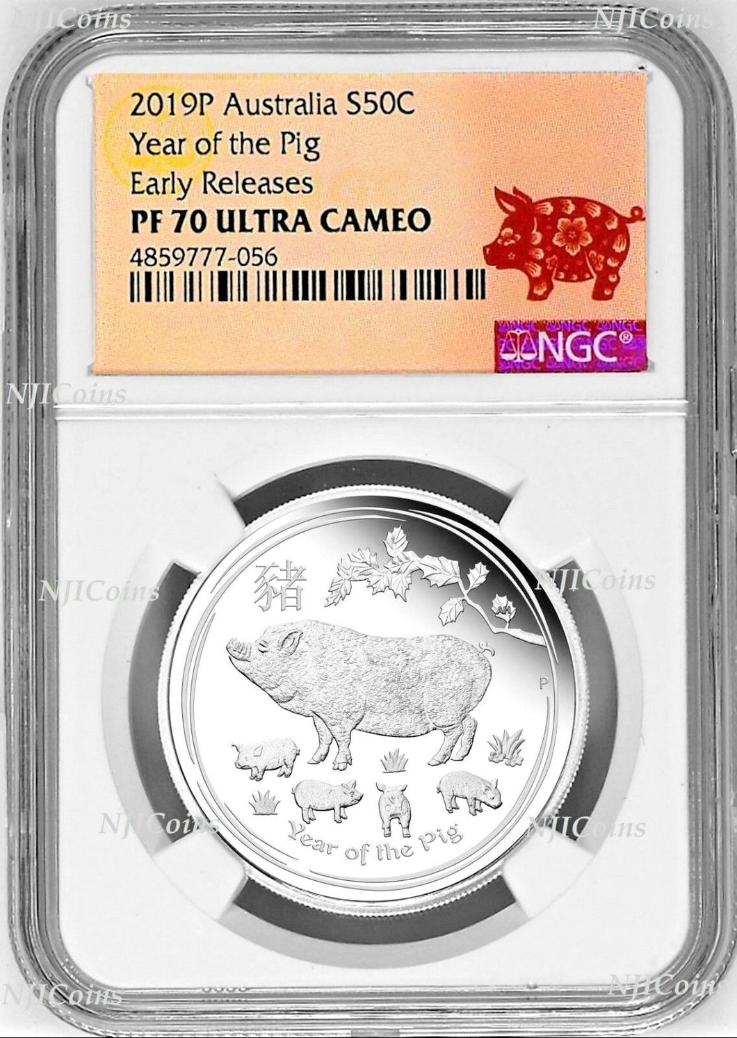 2019 Australia PROOF Silver Lunar Year of the PIG NGC PF 70 1/2oz Coin ER w/ OGP