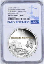 Load image into Gallery viewer, 2021 James Bond Diamonds Are Forever SILVER PROOF $1 1oz COIN NGC PF69 ER
