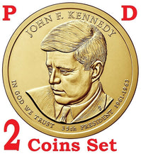 Load image into Gallery viewer, 2 coins set 2015 D P President John F Kennedy JFK Presidential $1 dollar
