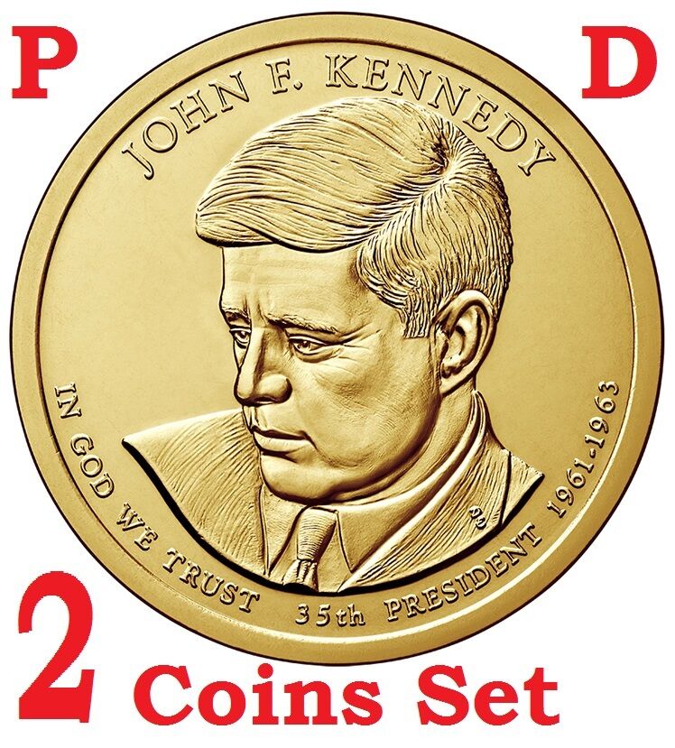 2 coins set 2015 D P President John F Kennedy JFK Presidential $1 dollar