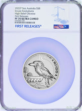 Load image into Gallery viewer, 2022 Incused Incuse Proof HIGH RELIEF 5oz Silver Kookaburra $8 Coin NGC PF70 FR
