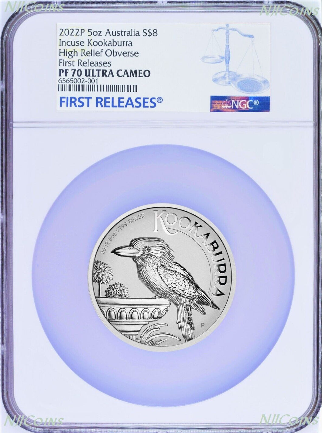 2022 Incused Incuse Proof HIGH RELIEF 5oz Silver Kookaburra $8 Coin NGC PF70 FR