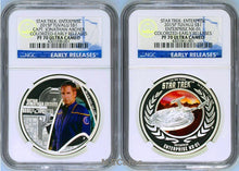 Load image into Gallery viewer, 2-COIN Set 2015 Star Trek ENTERPRISE JONATHAN ARCHER &amp; NX-01 Silver $1 NGC PF70
