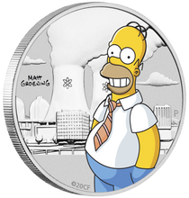 Load image into Gallery viewer, IN STOCK 2020 Homer Simpson COLORED 1/2oz Half Dollar Silver .9999 Dollar Coin
