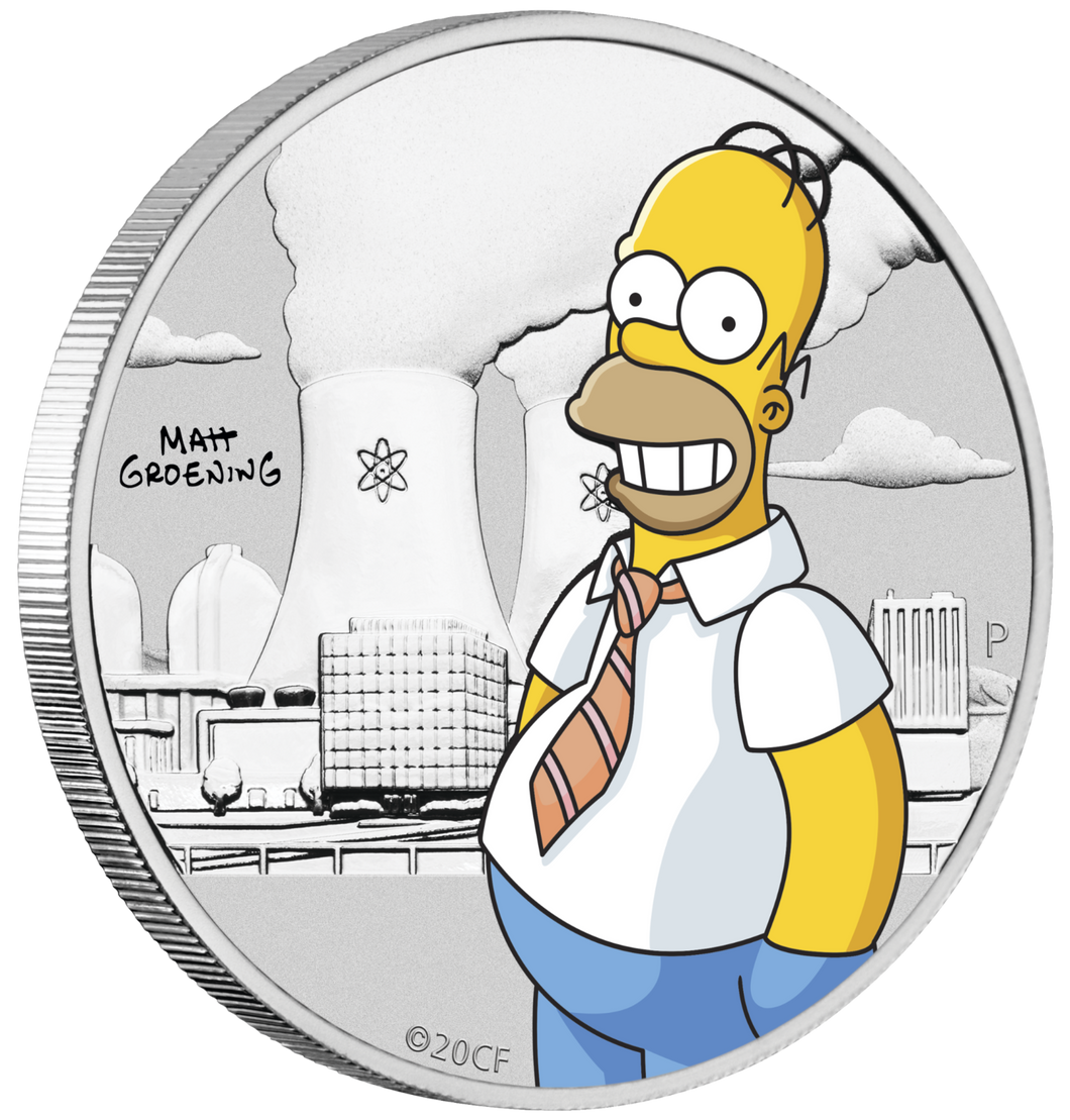 IN STOCK 2020 Homer Simpson COLORED 1/2oz Half Dollar Silver .9999 Dollar Coin