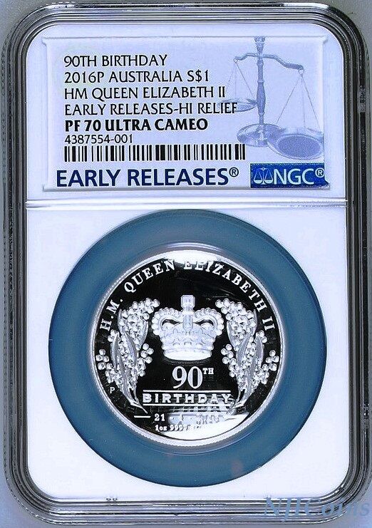 2016 QUEEN ELIZABETH 90th Birthday Silver $1 High Relief coin NGC PF70 UCER 9999