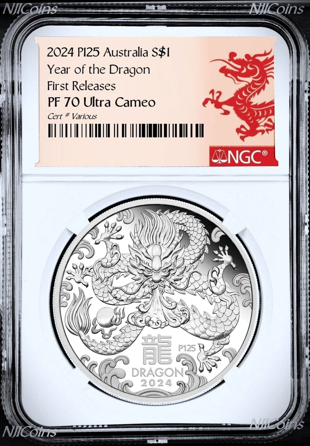 2024 Australia PROOF Silver Lunar Year of the DRAGON NGC PF70 1oz $1 Coin FR