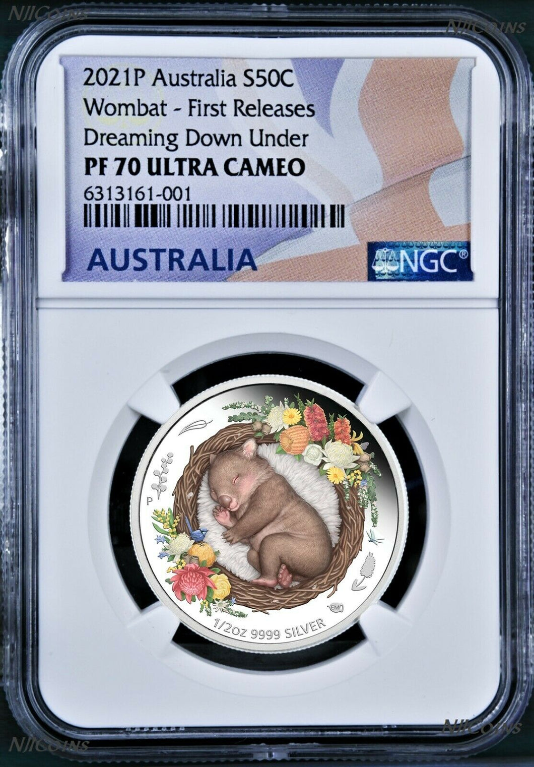 2021 Dreaming Down Under Wombat Silver Proof NGC PF 70 1/2oz Coin FR