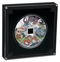Load image into Gallery viewer, 2024 LUNAR YEAR OF THE DRAGON QUADRANT SILVER $1 4-coin-set 4x 1oz Fan-shape
