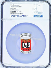 Load image into Gallery viewer, 2019 The Simpson Simpsons Duff Beer Rectangular $1 1oz Silver COIN NGC PF 70 ER
