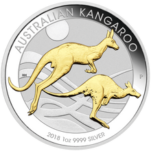 Load image into Gallery viewer, Australian Gilt Gilded 2018 Kangaroo Proof Silver 1 oz Dollar $1 Coin Australia
