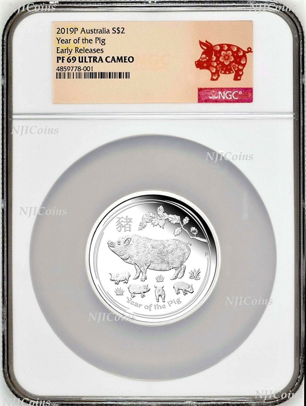 2019 Australia PROOF Silver Lunar Year of the PIG NGC PF69 2oz $2 Coin ER 2K ltd