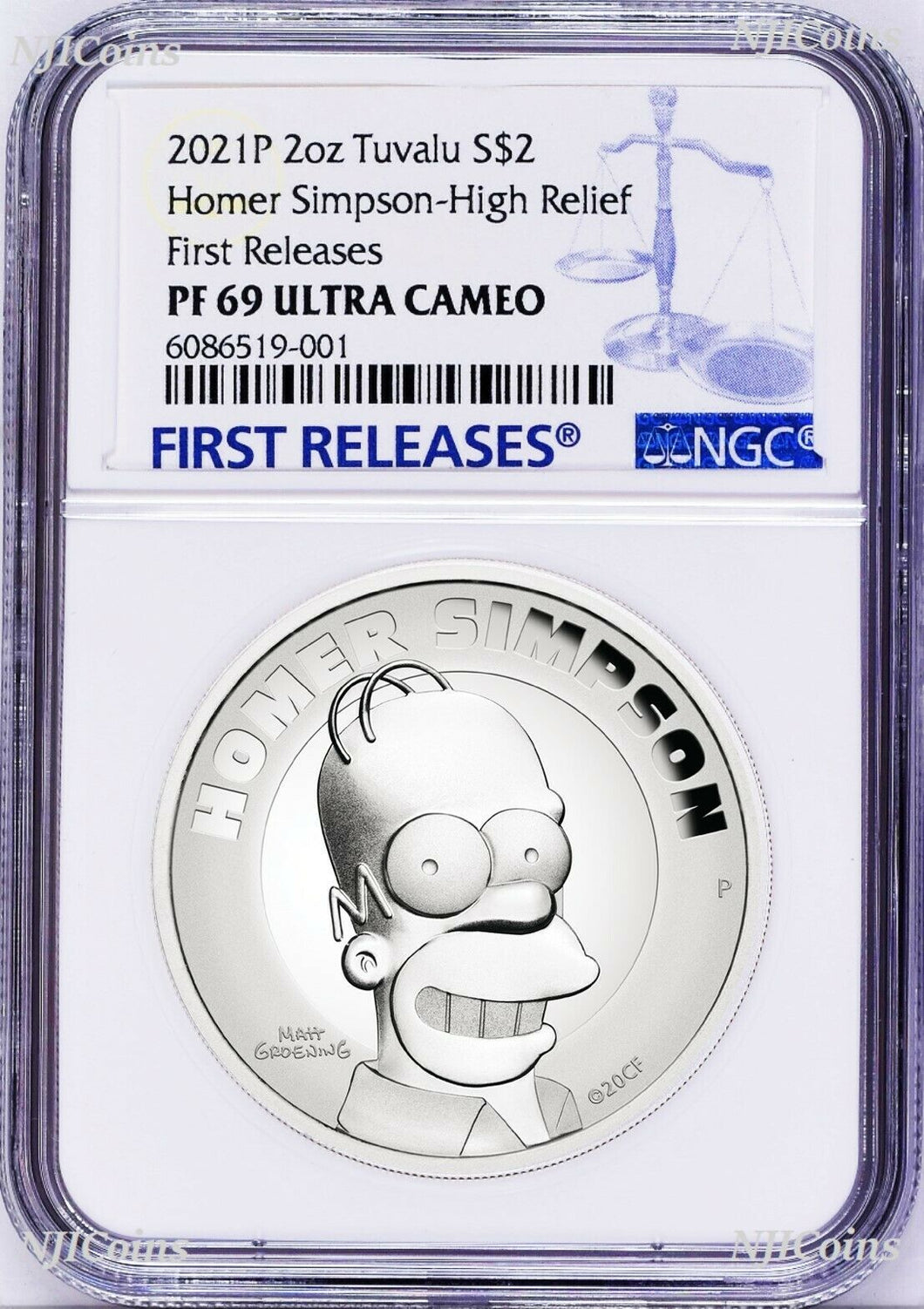 2021 HIGH RELIEF Simpsons Homer Simpson Proof $2 2oz Silver COIN NGC PF69 FR