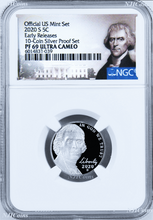Load image into Gallery viewer, 2020 S 5C Nickel 10-coin-silver-proof-set Version NGC PF69 ULTRA CAMEO ER
