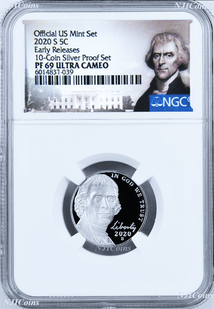2020 S 5C Nickel 10-coin-silver-proof-set Version NGC PF69 ULTRA CAMEO ER