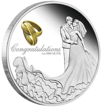 Load image into Gallery viewer, Australia 2021 WEDDING 1 OZ SILVER proof COIN w/ Crystal Embellishment Box GIFT
