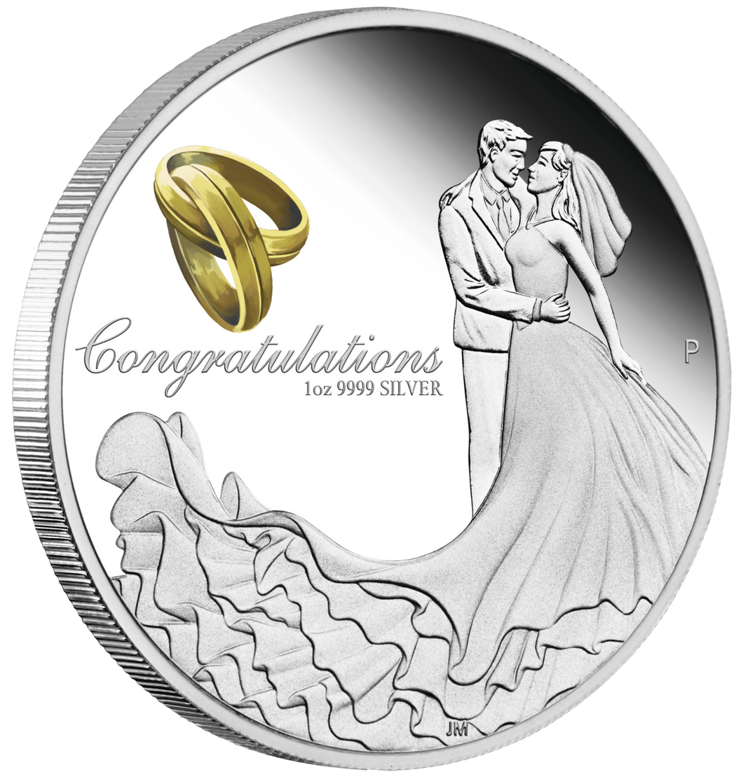 Australia 2021 WEDDING 1 OZ SILVER proof COIN w/ Crystal Embellishment Box GIFT