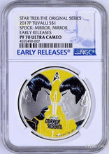 Load image into Gallery viewer, 2017 Star Trek Spock The Original Series Mirror, Mirror Silver $1 Coin NGC PF70
