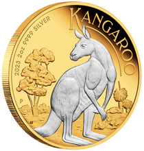 Load image into Gallery viewer, 2023 Reverse-Gilded Kangaroo Proof .9999 Silver 2 oz $2 Coin Australia
