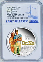 Load image into Gallery viewer, 2022 James Bond 007 Dr. NO SILVER PROOF Colored $1 1oz COIN NGC PF69 ER
