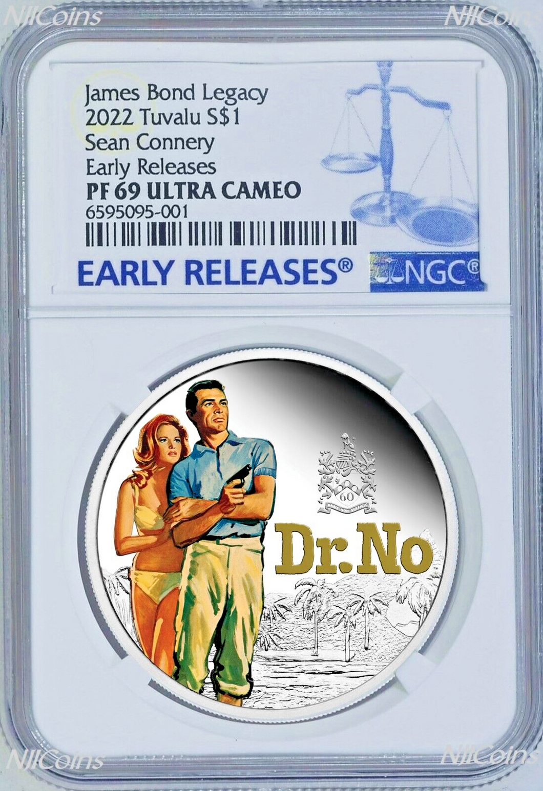 2022 James Bond 007 Dr. NO SILVER PROOF Colored $1 1oz COIN NGC PF69 ER