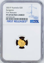 Load image into Gallery viewer, 2021 Australia Mini Roo Kangaroo PROOF 9999 GOLD 0.5g $2 NGC PF69 Coin FR
