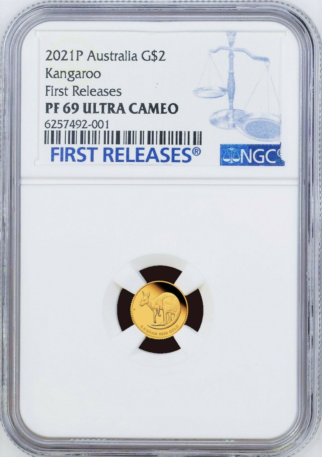 2021 Australia Mini Roo Kangaroo PROOF 9999 GOLD 0.5g $2 NGC PF69 Coin FR