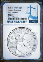 Load image into Gallery viewer, 2019 Homer Simpson $1 1oz .9999 Silver COIN NGC MS69 FR
