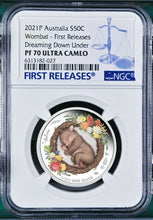 Load image into Gallery viewer, 2021 Dreaming Down Under Wombat Silver Proof NGC PF 70 1/2oz Coin ER
