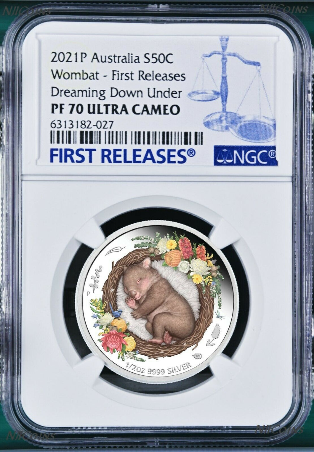 2021 Dreaming Down Under Wombat Silver Proof NGC PF 70 1/2oz Coin ER