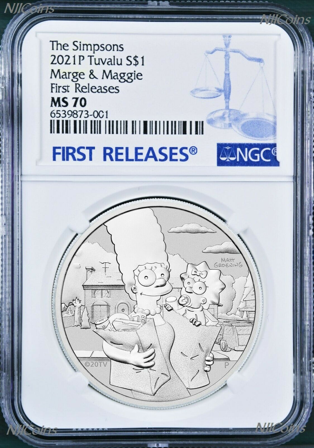 2021 Simpsons Family Marge & Maggie $1 1oz .9999 Silver COIN NGC MS70 FR