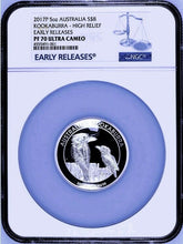 Load image into Gallery viewer, 2017 P Australia HIGH RELIEF 5oz Silver Kookaburra $8 Coin NGC PF70 UC ER + OGP
