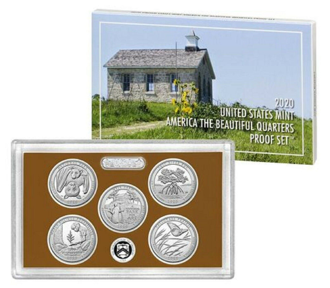 2020 S Proof America the Beautiful Quarter ATB US Mint clad 5 coin Set WITH COA