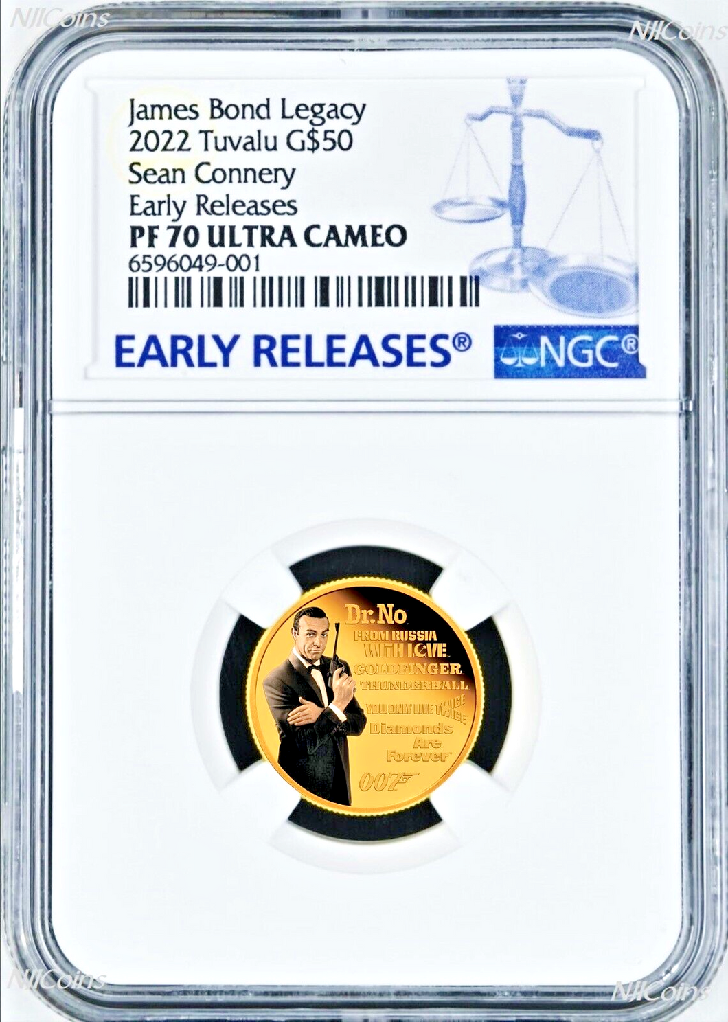 2022 James Bond Proof $50 1/4oz Gold COIN NGC PF70 LEGACY SERIES 1 Sean Connery