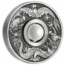 Load image into Gallery viewer, 2017 P Tuvalu Dragon &amp; Pearl ANTIQUED 1oz Silver $1 COIN NGC MS 70 FR
