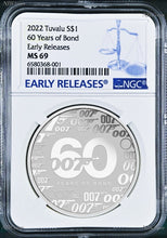 Load image into Gallery viewer, 2022 60 YEARS OF BOND .9999 SILVER $1 1oz COIN NGC MS69 Early Releases James 007
