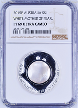 Load image into Gallery viewer, 2015 Australia White Mother of Pearl Shell 1 oz Silver Proof Coin NGC PF69
