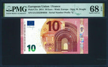 Load image into Gallery viewer, European Union France 10 Euro 2014 PMG Pick# 21e Uncirculated Grade 68 Prefix E
