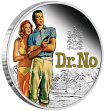 Load image into Gallery viewer, JAMES BOND 007 DR. NO 2022 1oz SILVER PROOF Colored $1 COIN w/last QEII Portrait
