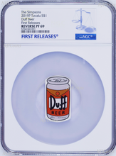 Load image into Gallery viewer, 2019 The Simpson Simpsons Duff Beer Rectangular $1 1oz Silver COIN NGC PF 69 FR
