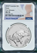 Load image into Gallery viewer, 2022 P Australia Silver Koala NGC MS 70 $1 1 oz Coin Blue FR Flag Label PERFECT
