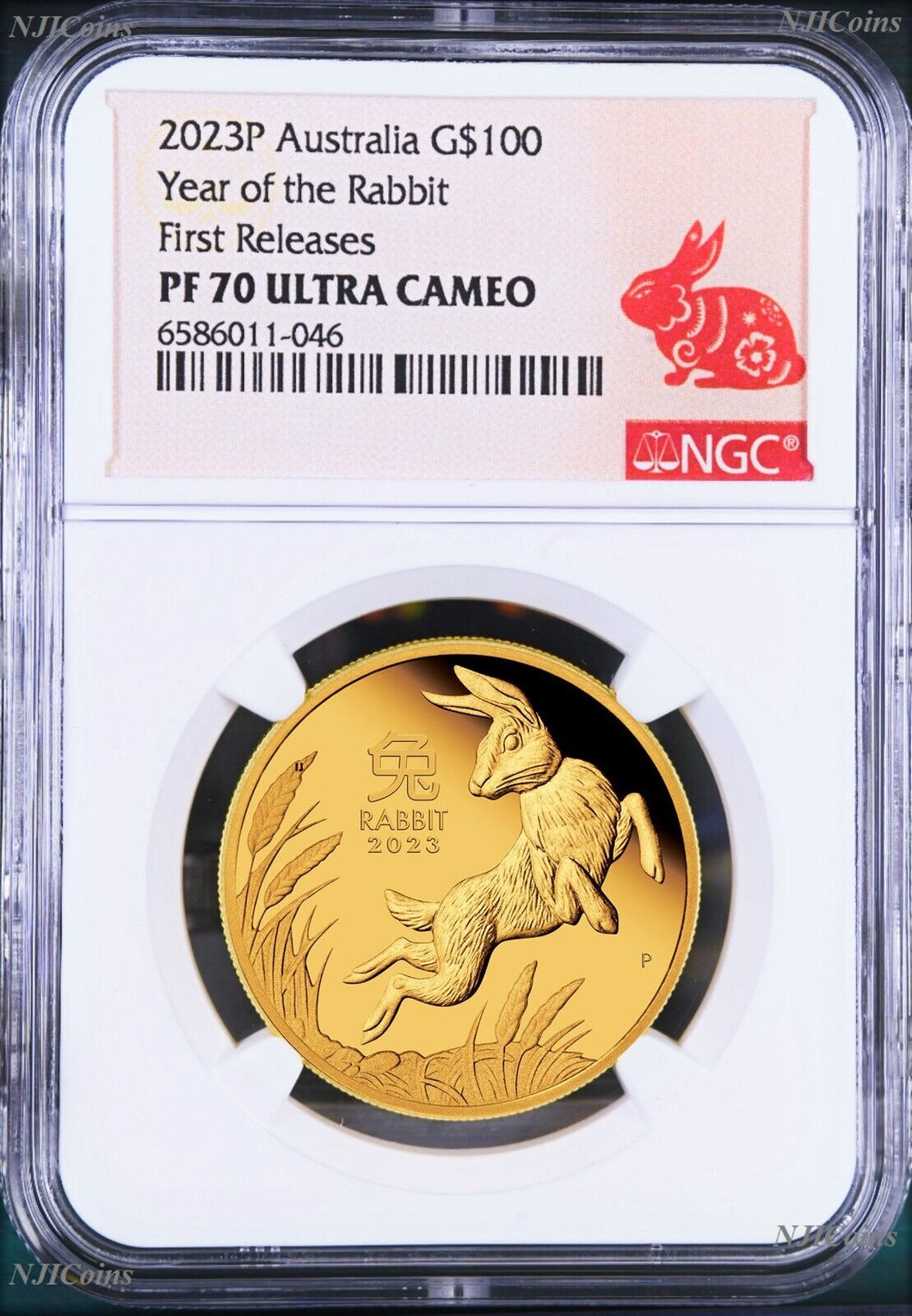 2023 P Australia PROOF GOLD $100 Lunar Year of the Rabbit NGC PF70 1 oz Coin FR