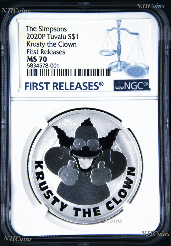 2020 Simpsons Krusty the Clown $1 1oz .9999 Silver COIN NGC MS70 FR Simpson