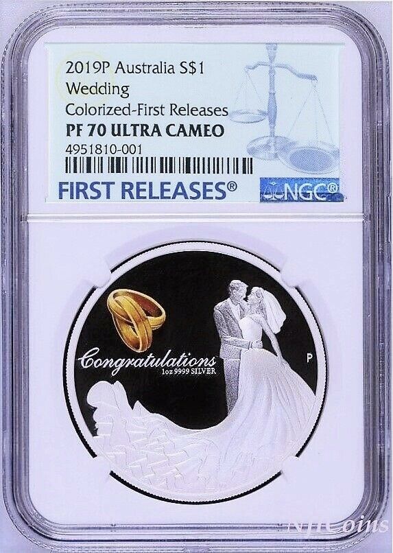 2019 P AUSTRALIA Wedding 1oz SILVER PROOF COIN NGC PF70 UC FR