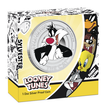 Load image into Gallery viewer, 2018 TUVALU Looney Tunes SYLVESTER Silver Proof NGC PF70 Half Dollar Coin FR
