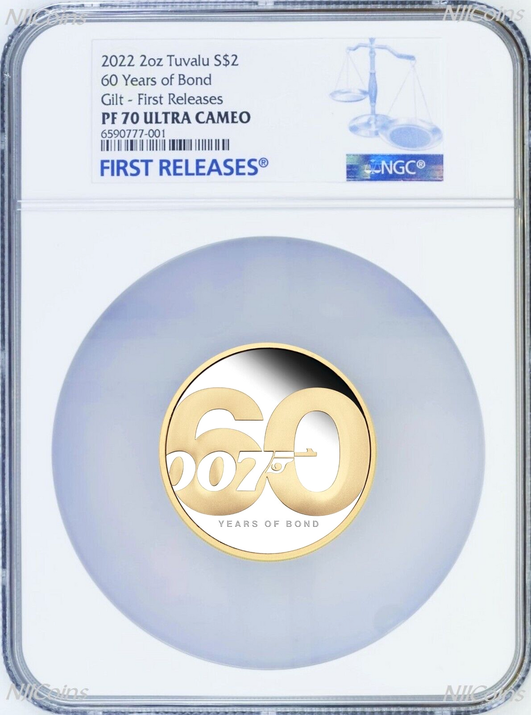 2022 60 Years of James Bond 007 SILVER PROOF $2 2oz Gilt Gilded COIN NGC PF70 FR